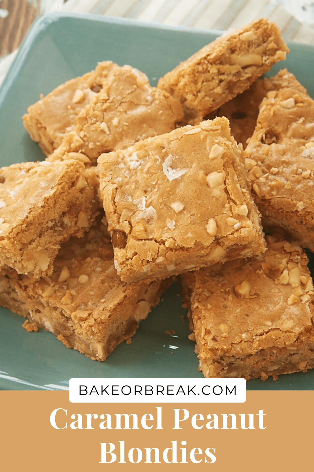 Caramel Peanut Blondies bakeorbreak.com