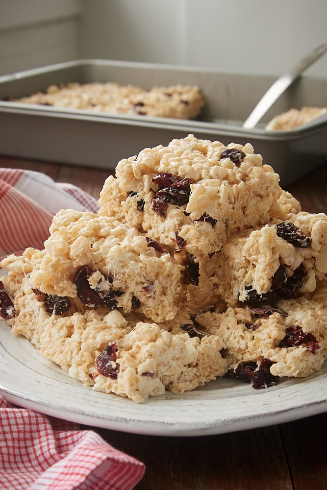 Cranberry White Chocolate Crispy Treats