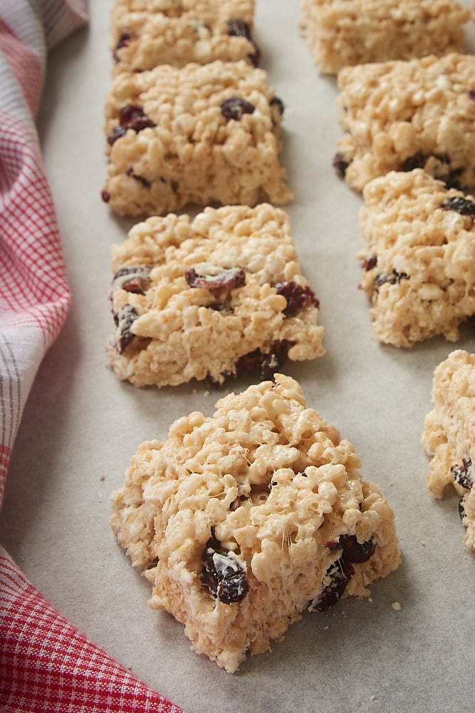 Cranberry White Chocolate Crispy Treats