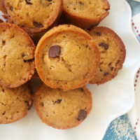 a plate piled high with Chocolate Chip Muffins