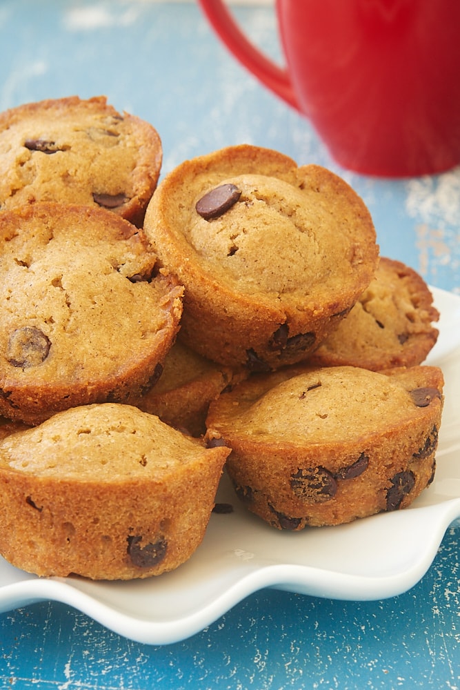 Chocolate Chip Muffins served on a white plate