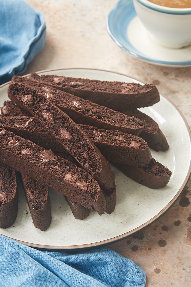 plate of Double Chocolate Biscotti