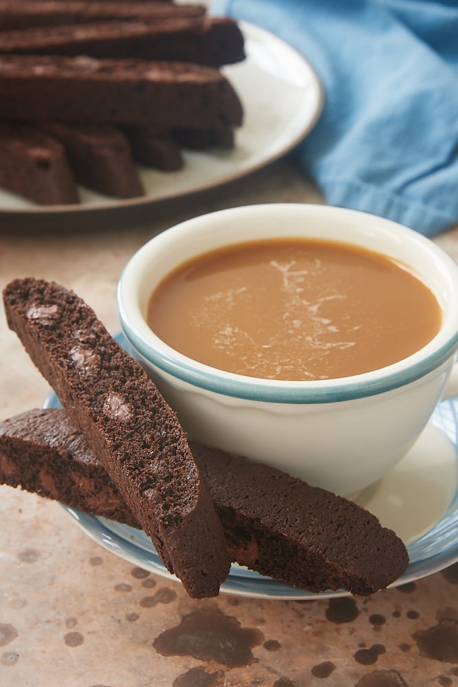 Double Chocolate Biscotti and a cup of coffee