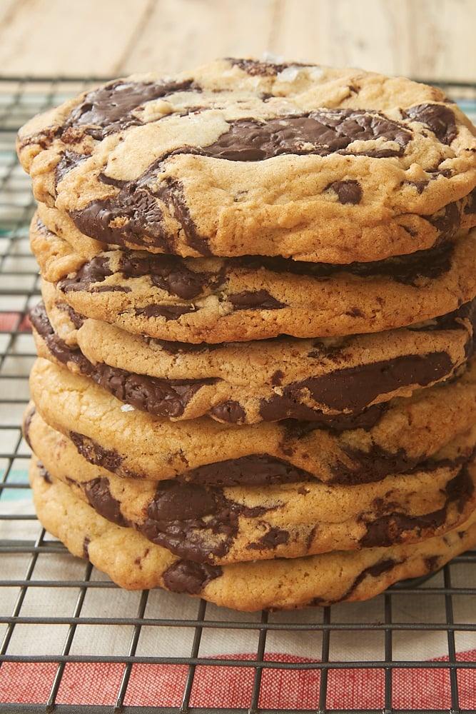 stack of Jacques Torres Chocolate Chip Cookies