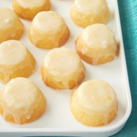 a white tray of Mini Lemon Pound Cakes