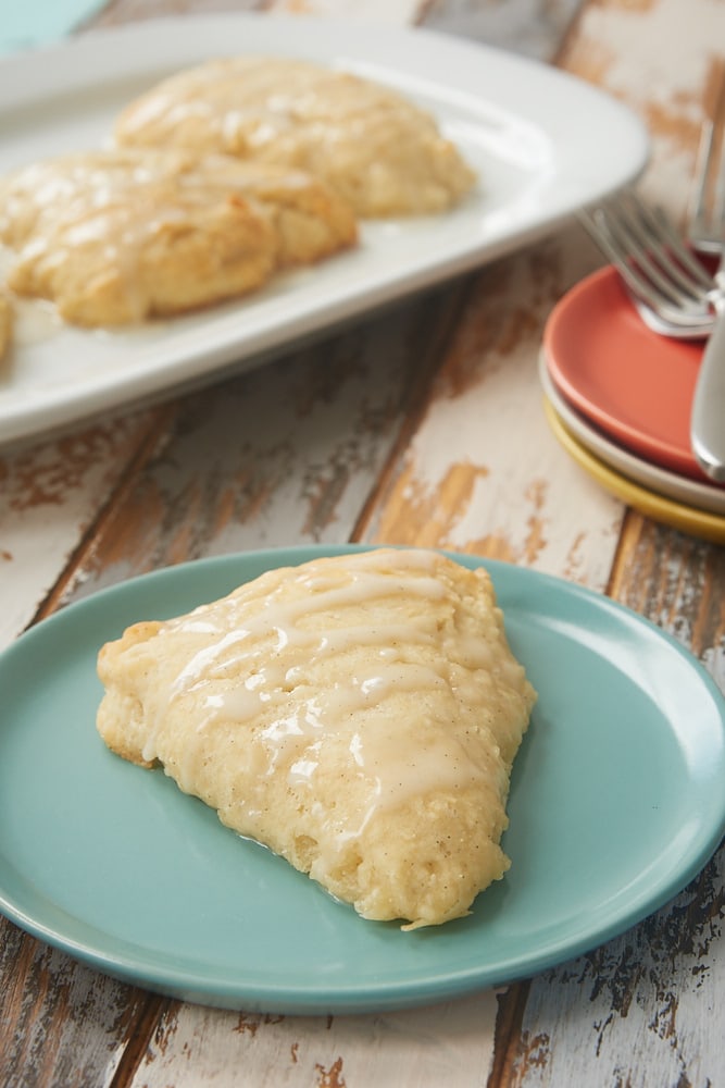 Vanilla Scone topped with vanilla glaze