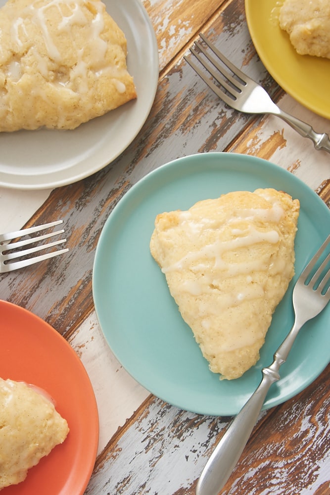 Vanilla Scones served on colorful plates