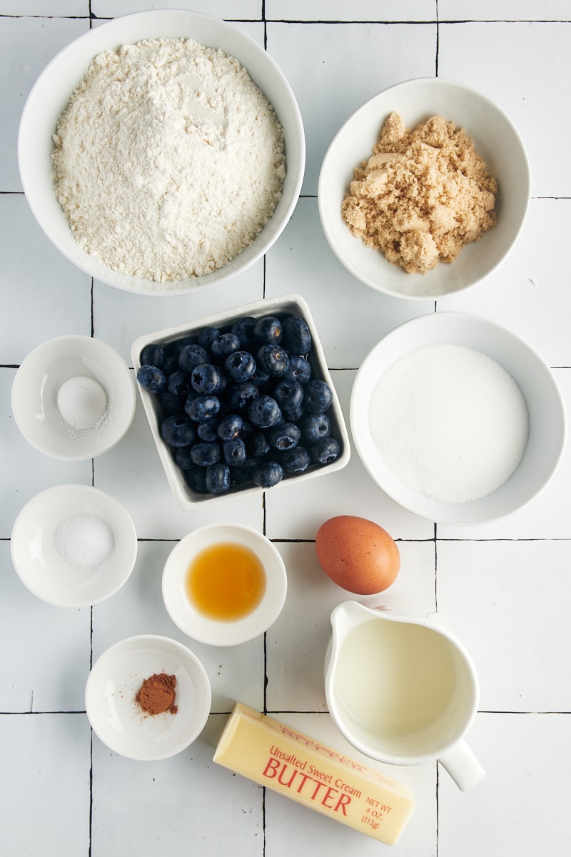 Ingredients for blueberry bread.