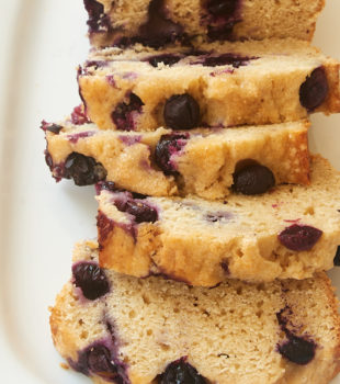slices of Blueberry Bread on plate