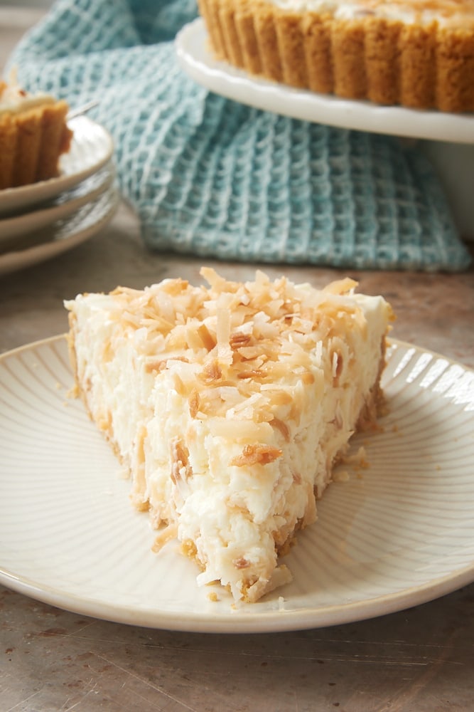 slice of No-Bake Coconut Cheesecake