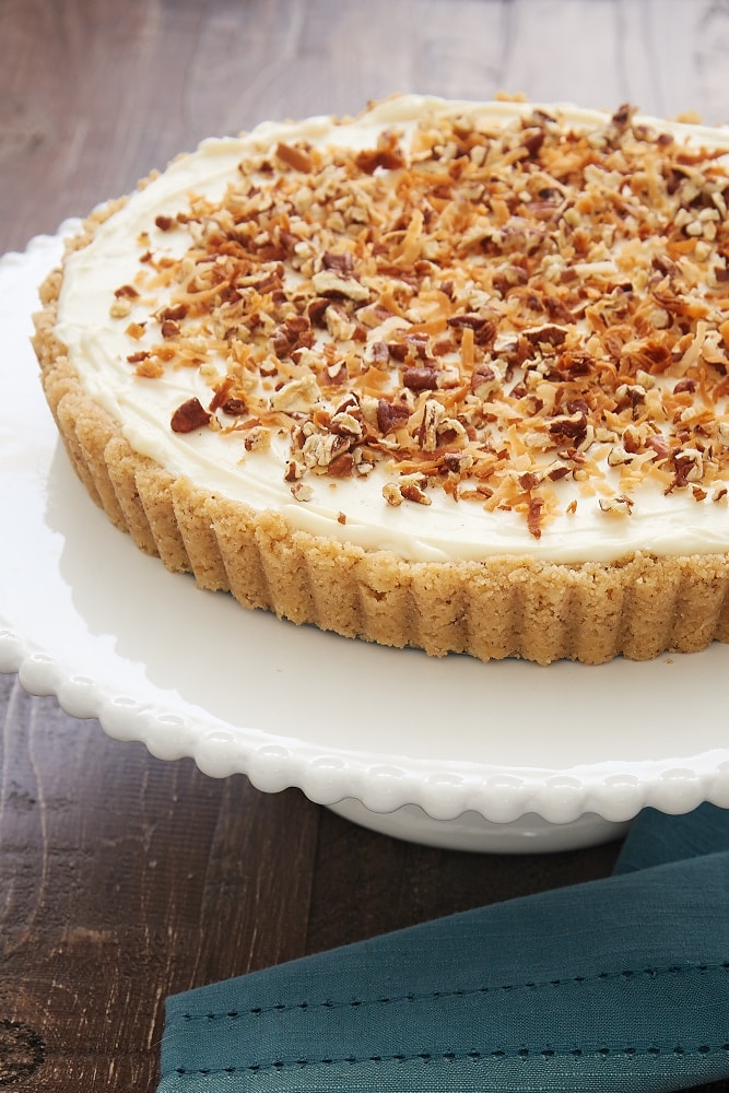 Italian Cream Tart topped with toasted coconut