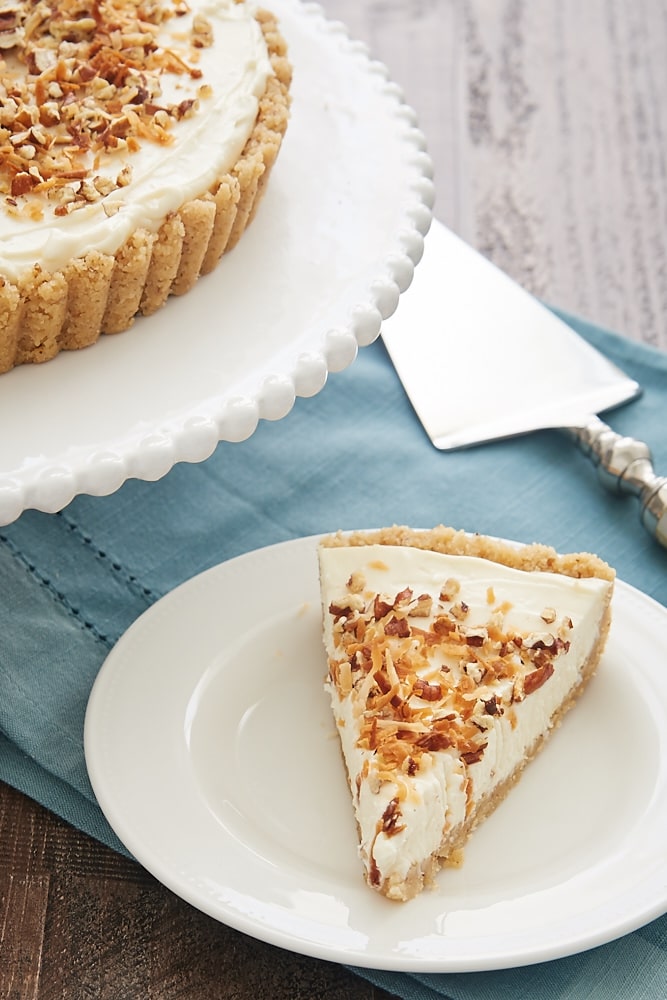 Italian Cream Tart served on a white plate