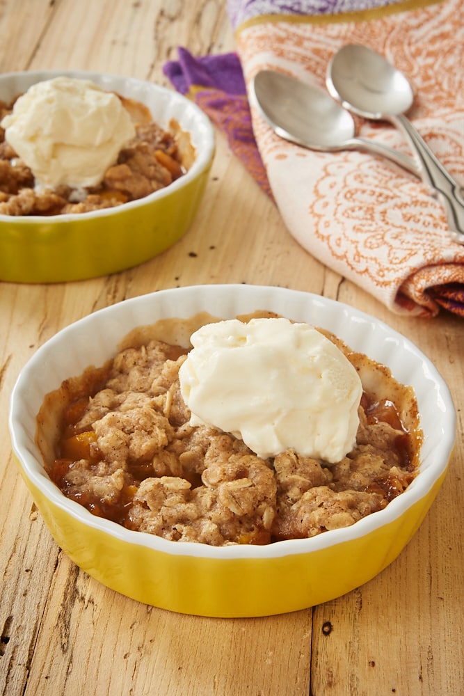 Peach Crumbles for Two in small tart pans