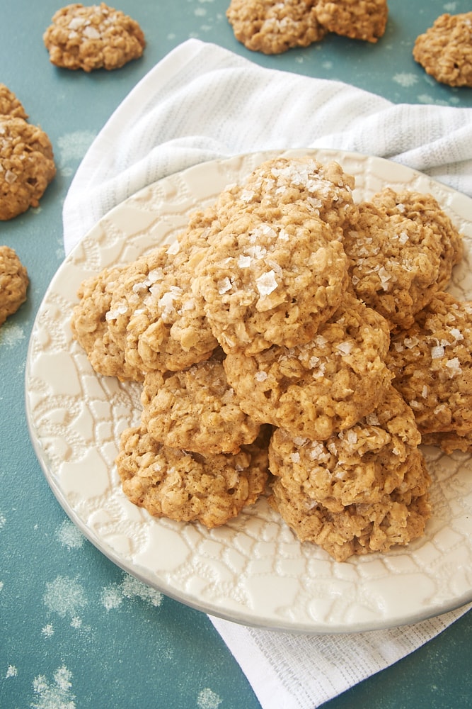 Salted Oatmeal Cookies on a white plate