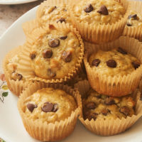 plate of Banana Oatmeal Chocolate Chip Muffins