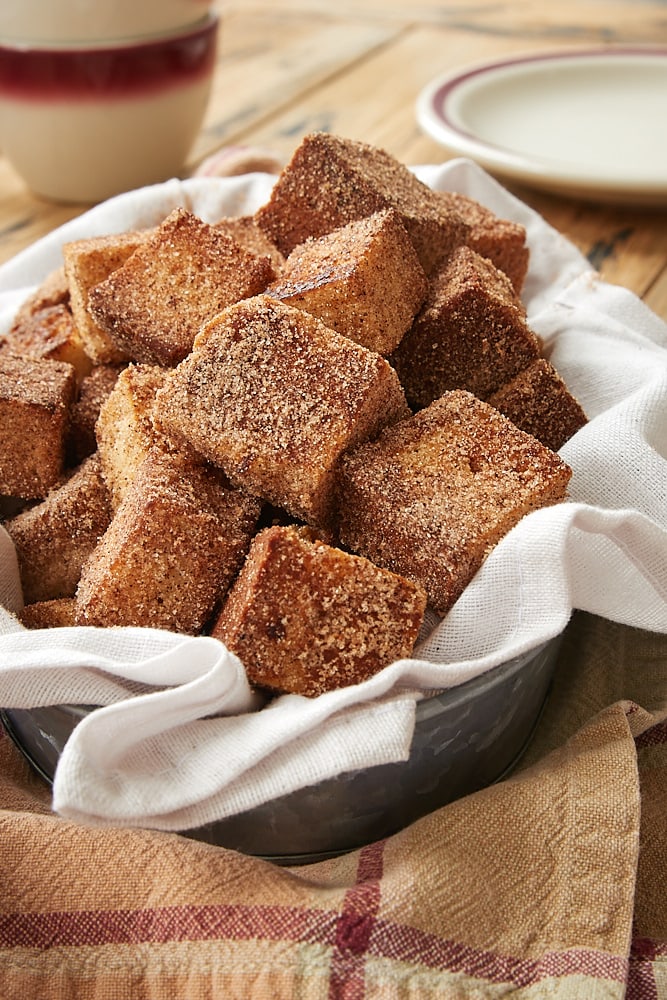 basket of Cinnamon Sugar Pound Cake Bites