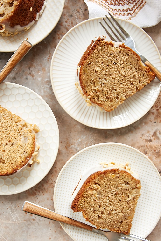 slices of Hazelnut Pear Bundt Cake