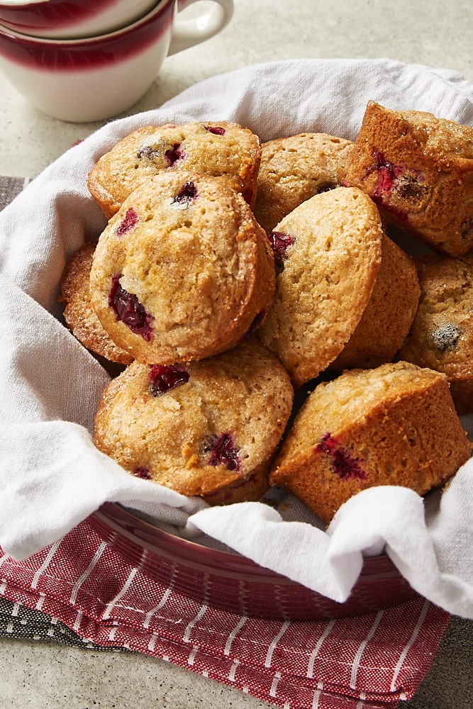 Cranberry Orange Muffins in a round red dish