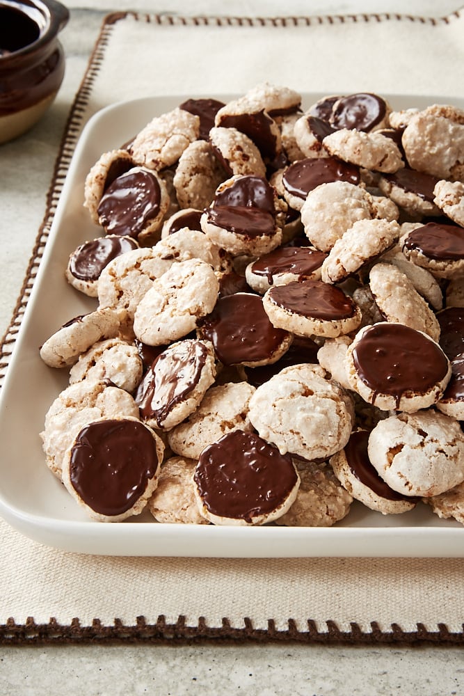 Hazelnut Macaroons on a white tray