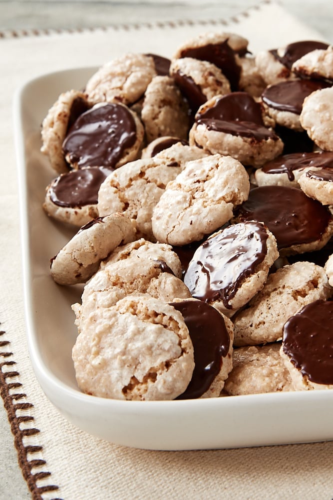 Hazelnut Macaroons with dark chocolate bottoms