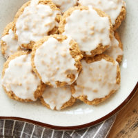 Spiced Oatmeal Cookies on a brown-rimmed plate