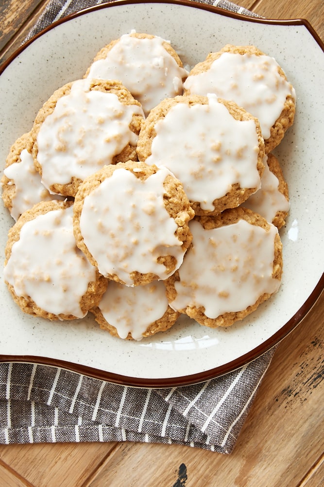 Spiced Oatmeal Cookies on a brown-rimmed plate