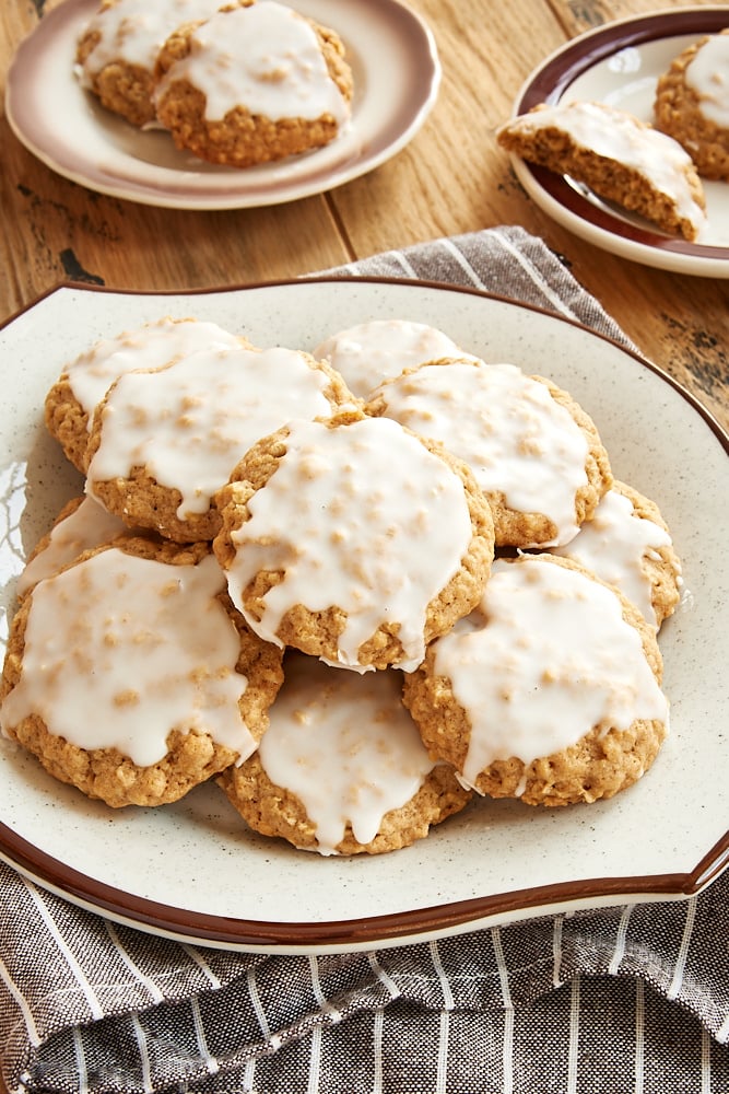 Spiced Oatmeal Cookies topped with a simple glaze