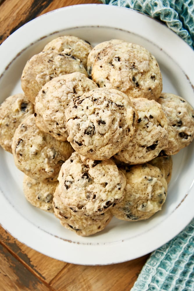 Cookies and Cream Cheesecake Cookies on a white plate