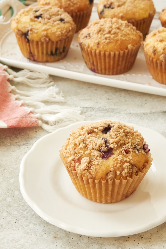 Berry Cheesecake Muffin on a white plate