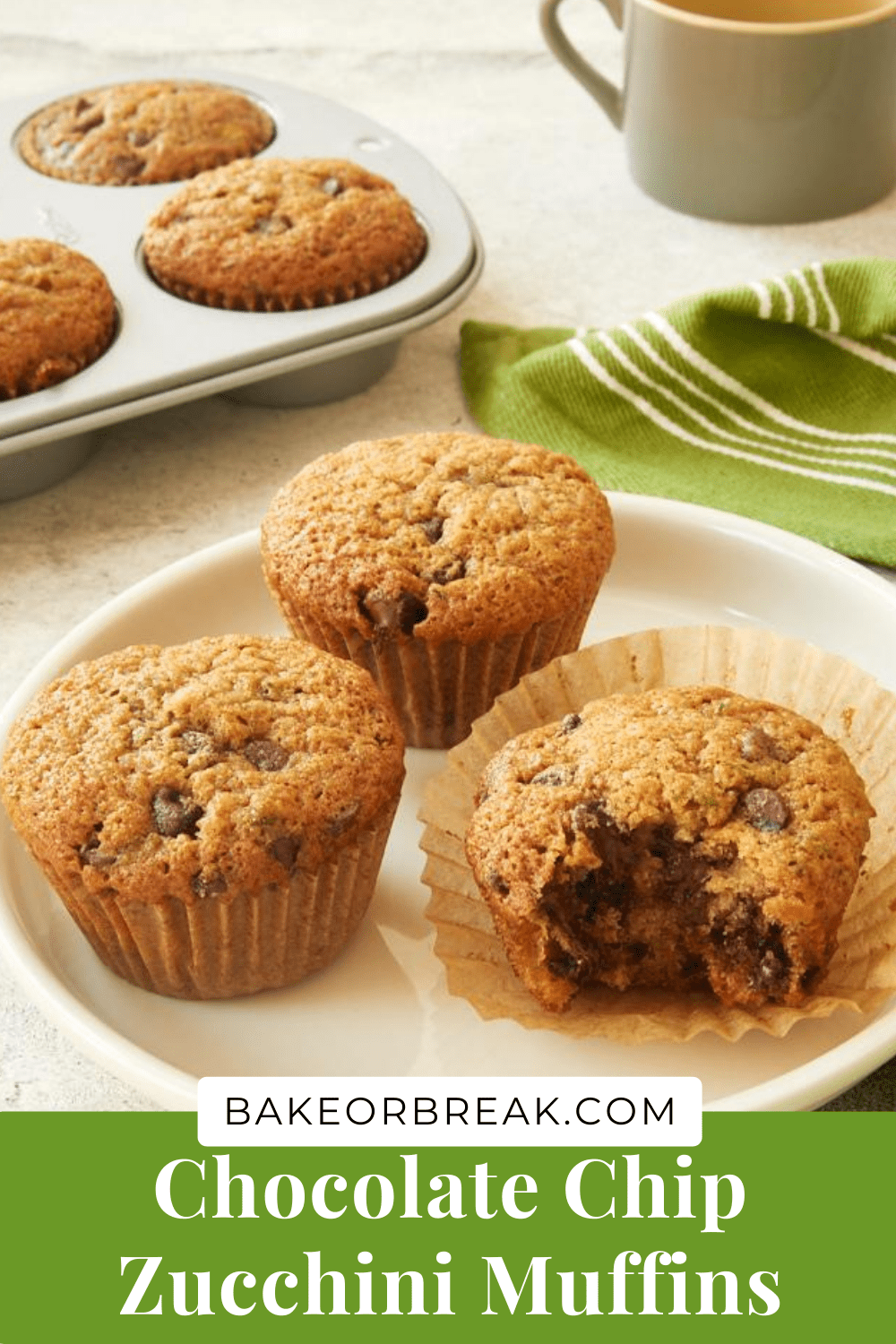 Chocolate Chip Zucchini Muffins bakeorbreak.com