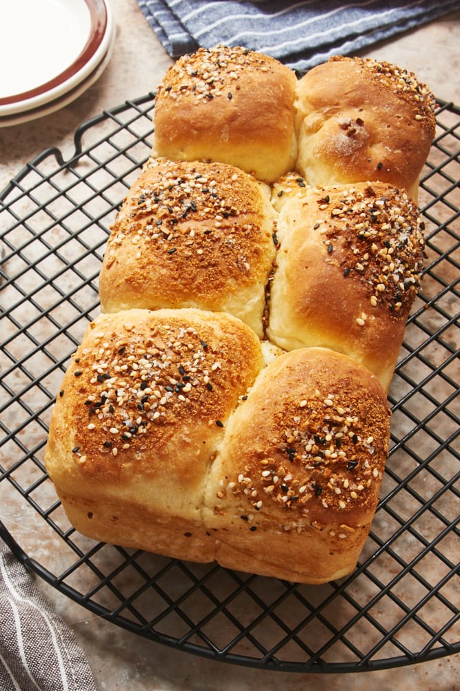 Pull-Apart Garlic Bread on a wire cooling rack