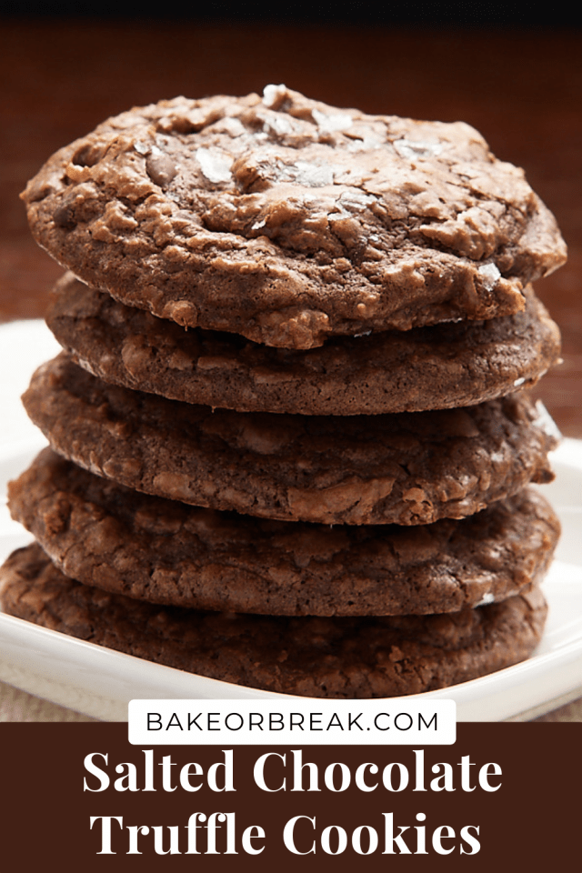 Salted Chocolate Truffle Cookies stacked