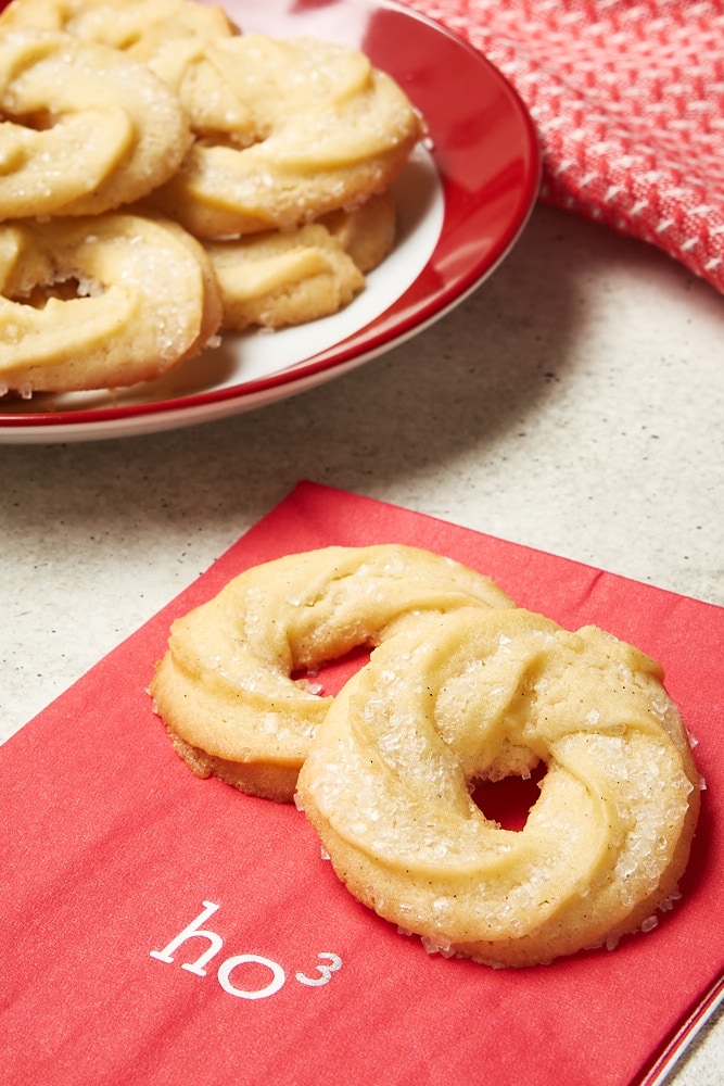 Danish Butter Cookies on a red napkin