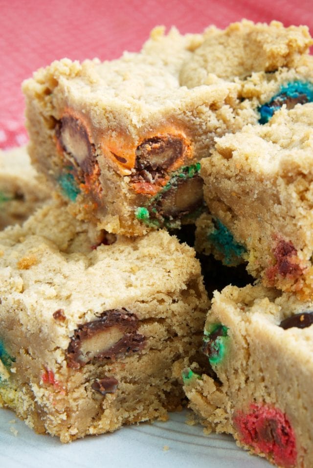 Peanut Butter Cookie Bars with M&Ms Bake or Break