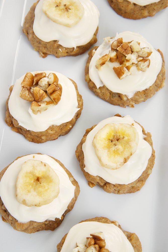 overhead view of Hummingbird Oatmeal Cookies on a white tray