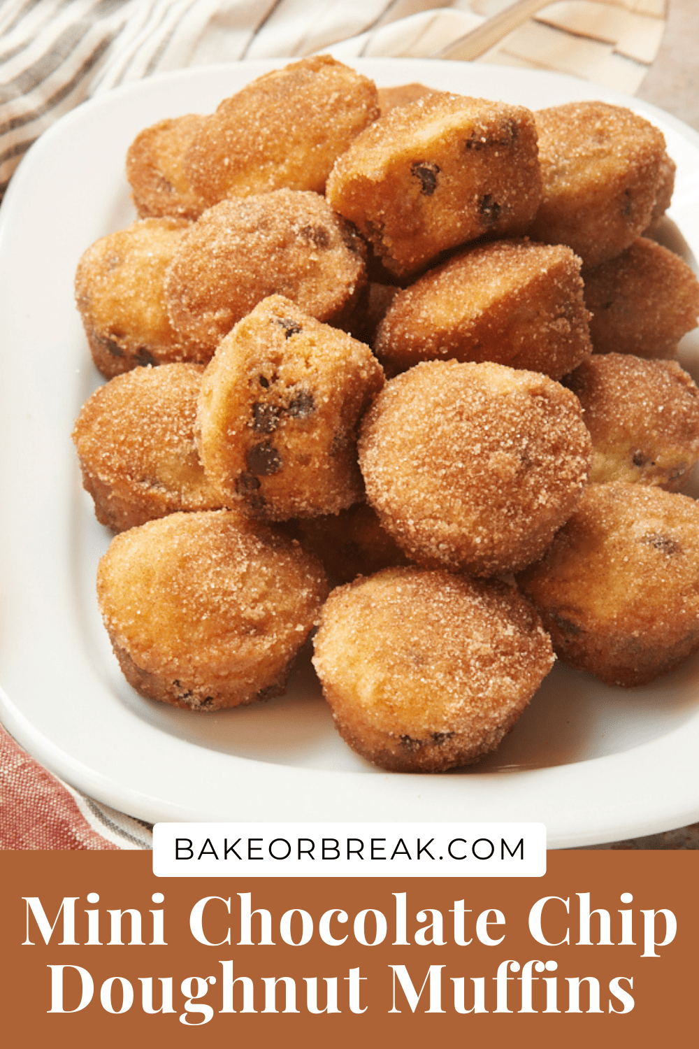 Mini Chocolate Chip Doughnut Muffins bakeorbreak.com