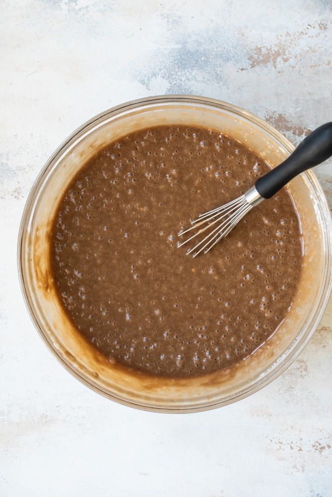 mixed batter for Old-Fashioned Chocolate Cake