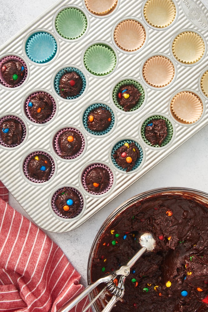 Gooey Peanut M&M Brownie Cups - Desserts Required