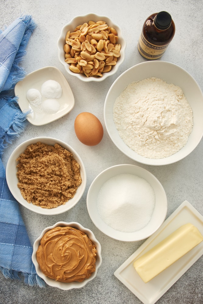 overhead view of ingredients for Peanut Butter Cookies