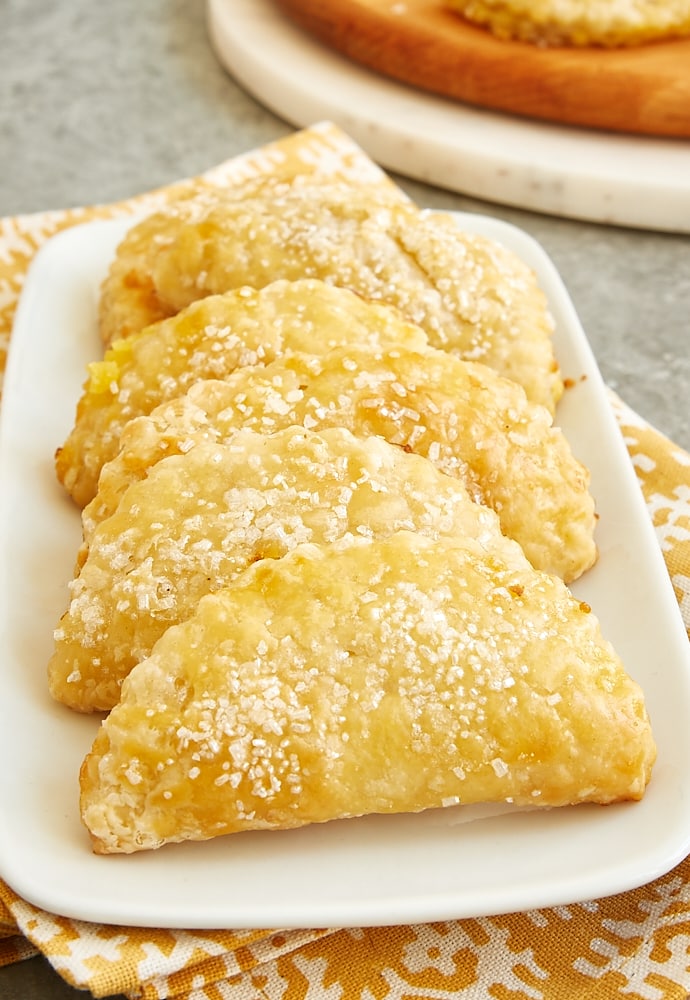 Ginger Lemon Hand Pies on a white serving plate