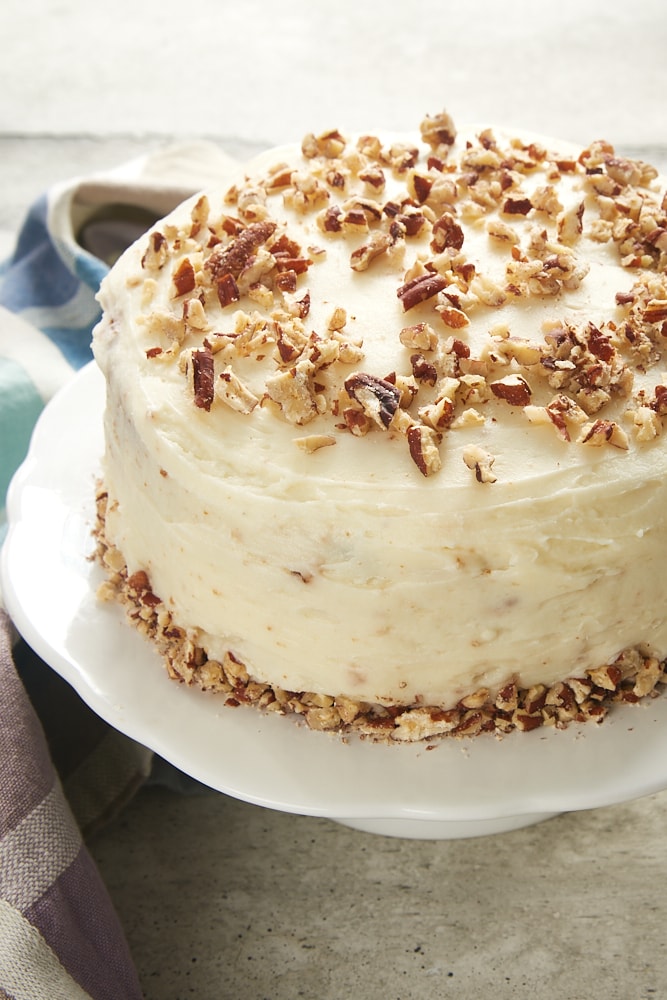 6-Inch Hummingbird Cake on a white cake stand