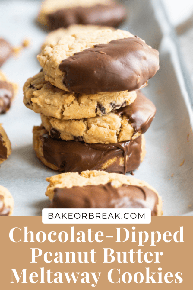 Peanut butter meltaway cookies dipped in chocolate.