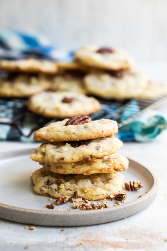 stack of Potato Chip Cookies on a white plate
