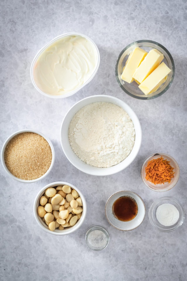 ingredients for Cream Cheese Macadamia Cookies