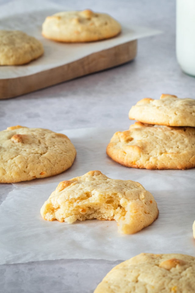 Cream Cheese Macadamia Cookies on a gray surface