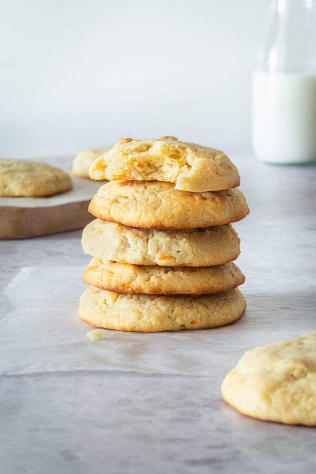 stack of Cream Cheese Macadamia Cookies on wax paper