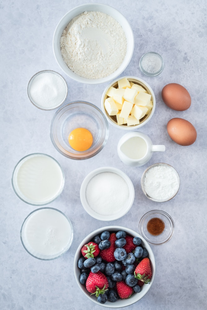 Overhead view of Fresh Berry Tart ingredients