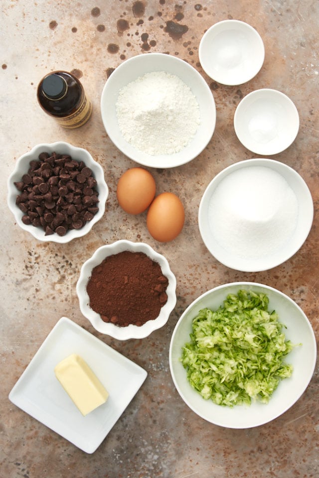 ingredients for Double Chocolate Zucchini Brownies