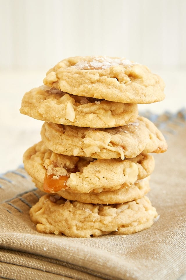 stack of cookies on a beige napkin