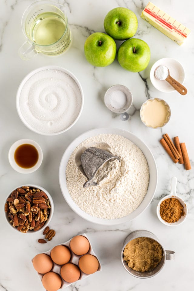 ingredients for Apple Spice Cake with Caramel Glaze